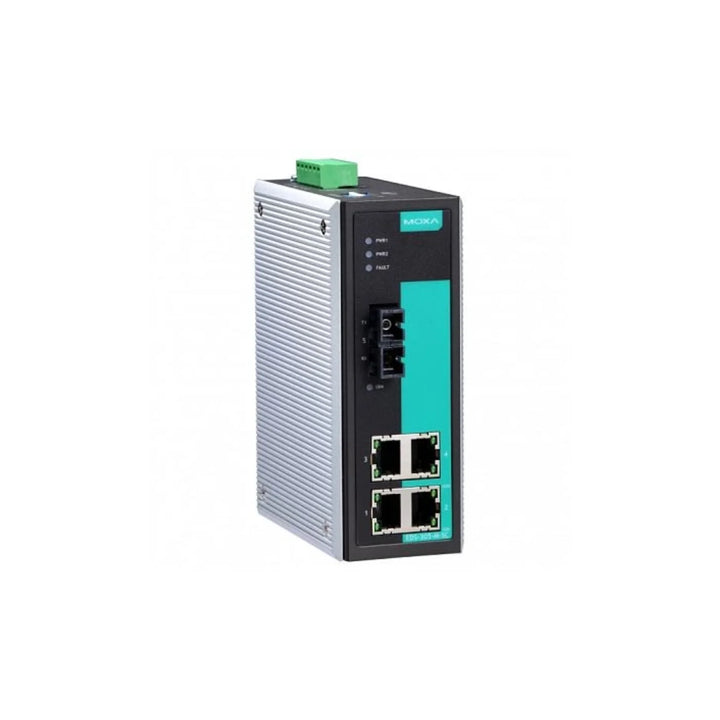 Moxa EDS-305-S-SC-T Industrial Ethernet Switch, robust design, reliable industrial communication.