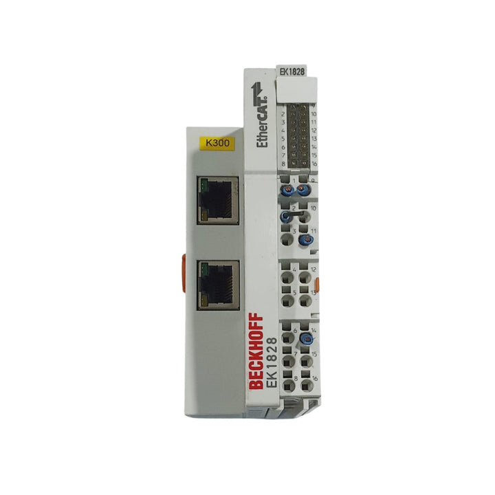 Beckhoff EK1828 16-channel digital output terminal, 24 V DC, for reliable signal switching in automation systems.