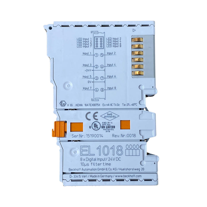 Beckhoff EL1018 digital input terminal, 8-channel, 24 V DC, EtherCAT