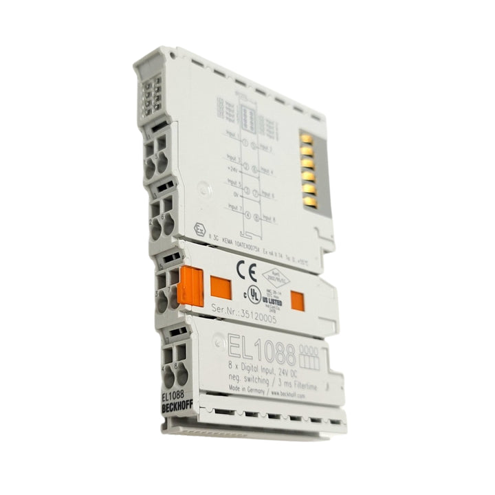 Beckhoff EL1088 digital input terminal, 8-channel, 24 V DC, for reliable signal monitoring in automation systems.