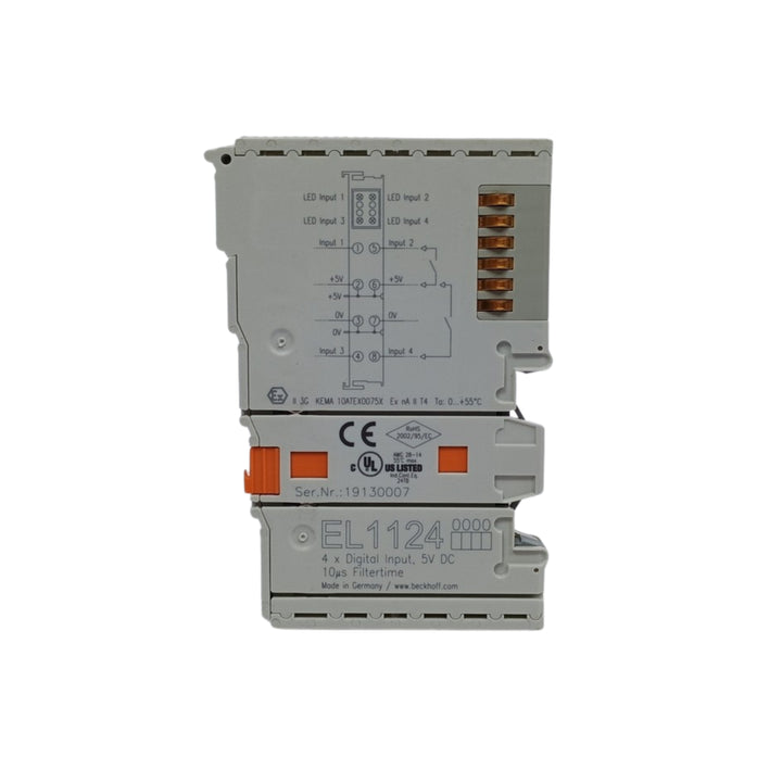 Beckhoff EL1124 4-channel digital input terminal, 24 V DC, for precise signal detection in automation systems.