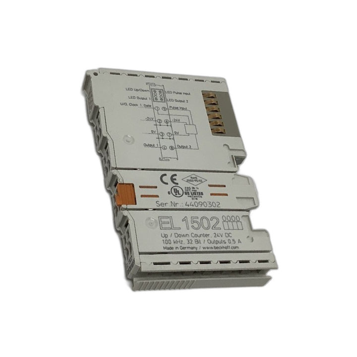 Beckhoff EL1502 2-channel digital input terminal, 24 V DC, for precise signal detection in automation systems.