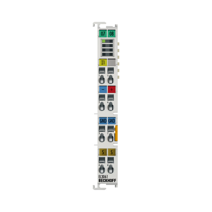 Beckhoff EL3061 digital input terminal, 8-channel, 24 V DC, for reliable signal detection in automation systems.