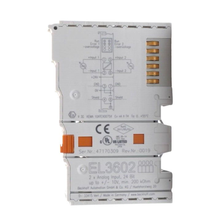 Beckhoff EL3602 analog input terminal, 2-channel, ±10 V, 24-bit high-precision, EtherCAT