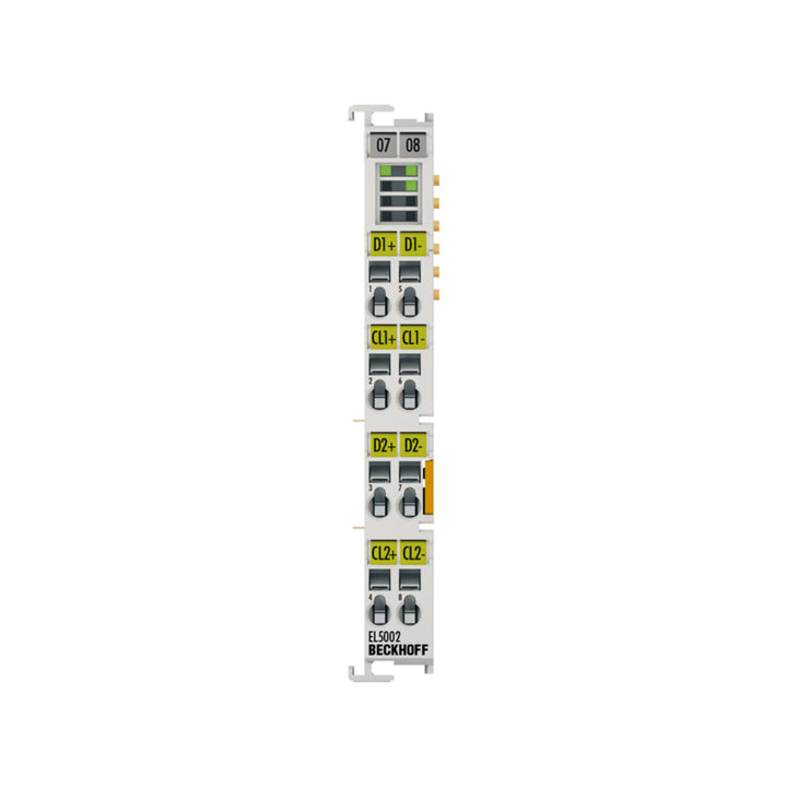 Beckhoff EL5002 EtherCAT terminal, 2-channel SSI encoder interface for accurate position feedback in automation.