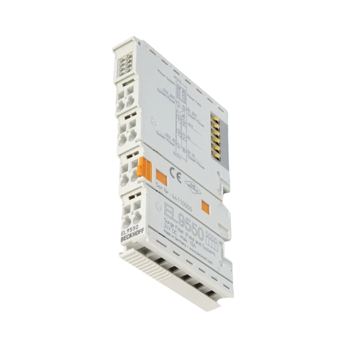 Beckhoff EL9550 power supply terminal, 24 V DC, 2 A, for stable EtherCAT I/O system bus power distribution.