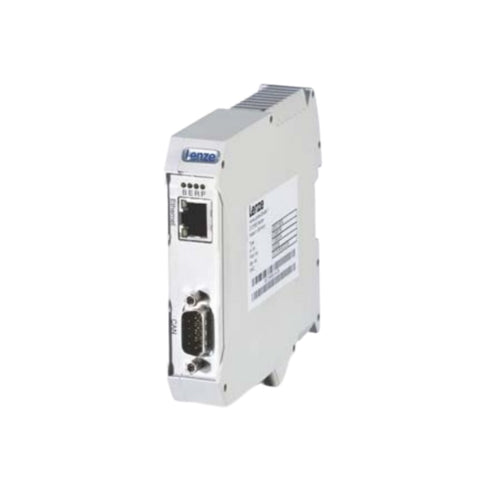 Lenze EMF2180IB remote keypad, 4-line LCD display, IP65 front, panel-mountable for 8200 Vector inverter configuration and diagnostics.