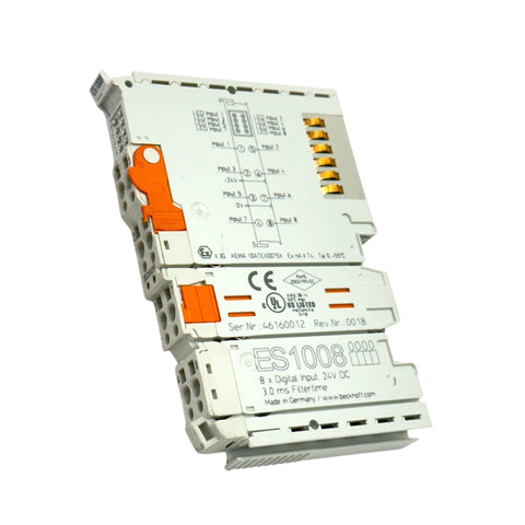 Beckhoff ES1008 EtherCAT extension, 8-port switch terminal, DIN-rail mounting