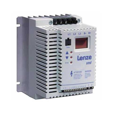 Lenze ESMD302L4TXA 3.0 kW frequency inverter, SMD series, 3-phase 400/480V input, IP20 protection, V/f control for industrial applications.