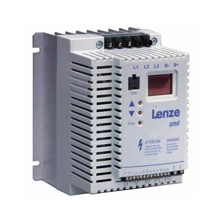 Lenze ESMD302L4TXA 3.0 kW frequency inverter, SMD series, 3-phase 400/480V input, IP20 protection, V/f control for industrial applications.