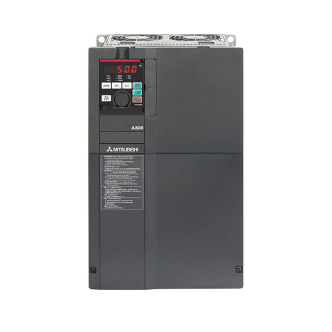 Mitsubishi FR-A840-00038-2-60 0.4 kW VFD for 240 V 3-phase motors with vector control and STO safety function.