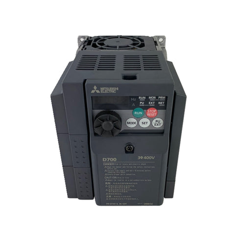 Mitsubishi FR-D740-2.2K-CHT inverter, 2.2kW, 200V single-phase, D700 Series compact drive with sensorless vector control.