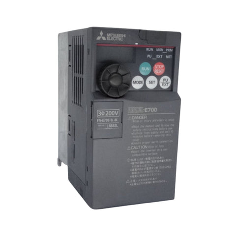 Mitsubishi FR-E720-0.4K frequency inverter, 0.4 kW, 200–240 V, FR‑E700 series