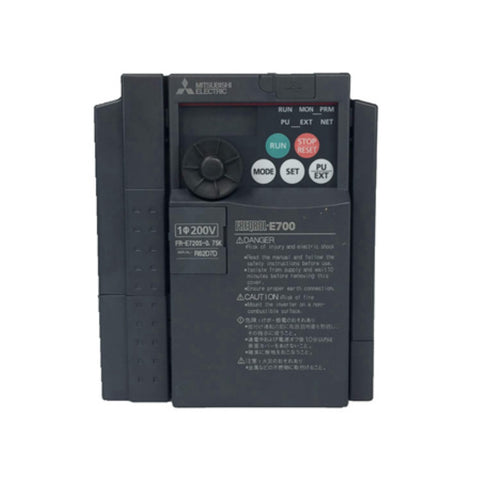 Mitsubishi FR-E720S-1.5K VFD, 1.5 kW, 200–240 V, single-phase input, FR-E700 series compact drive