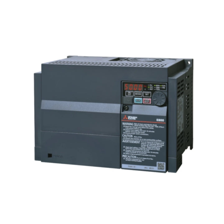 Mitsubishi FR-E840-0120-4-60 5.5 kW 400 V inverter for 3-phase motor control in industrial automation systems.