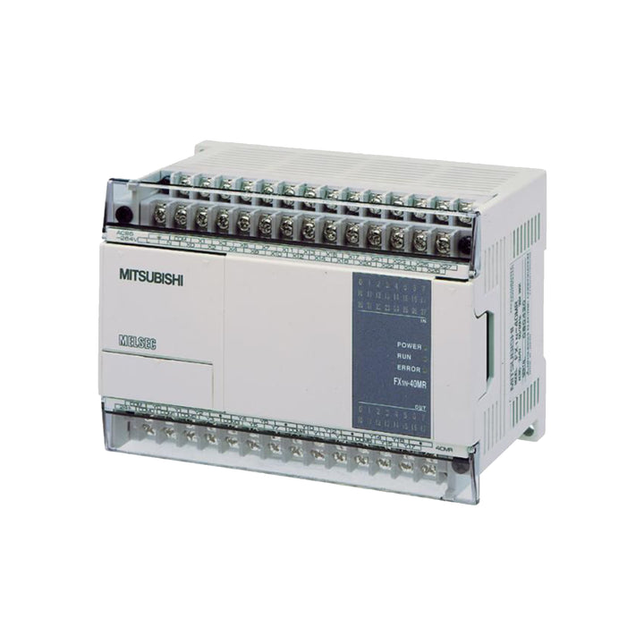 Mitsubishi FX1N-40MR-001 PLC, 40 I/O, 100–240V AC, relay outputs, expandable controller for FX1N Series.