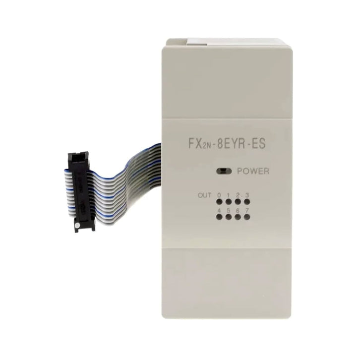 Mitsubishi FX2N-8EYR-ES/UL relay output module, 8 points, 24V DC/100–240V AC, UL listed, for FX2N and FX3U PLC expansion.