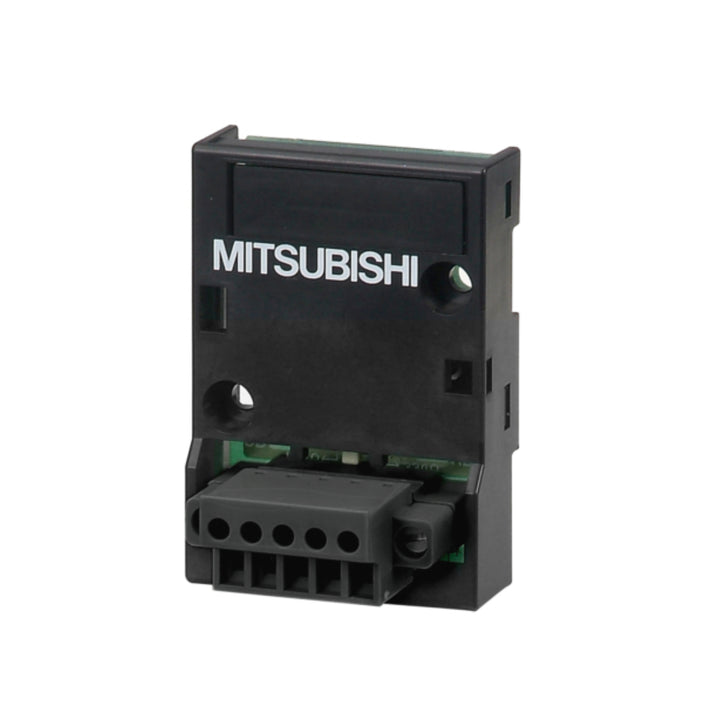 Mitsubishi FX3G-2AD-BD analog input board with 2 channels for FX3G PLCs, supporting voltage and current signals.