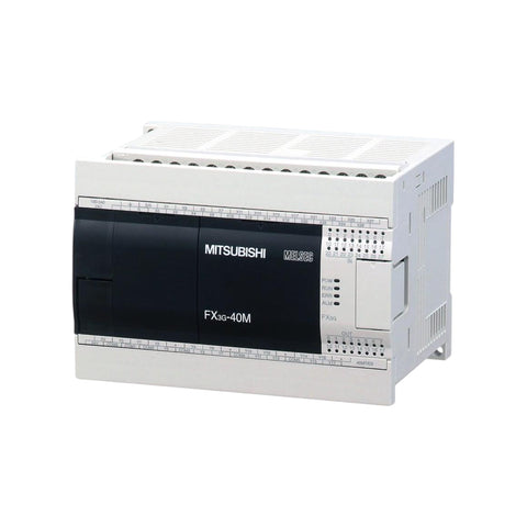 Mitsubishi FX3G-40MR-ES PLC, 24 digital inputs, 16 relay outputs, 100–240V AC, expandable, FX3G Series.