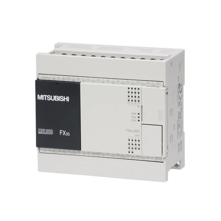 Mitsubishi FX3S-30MR/ES compact PLC, 30 I/O, relay outputs, 100–240 VAC, FX3S series