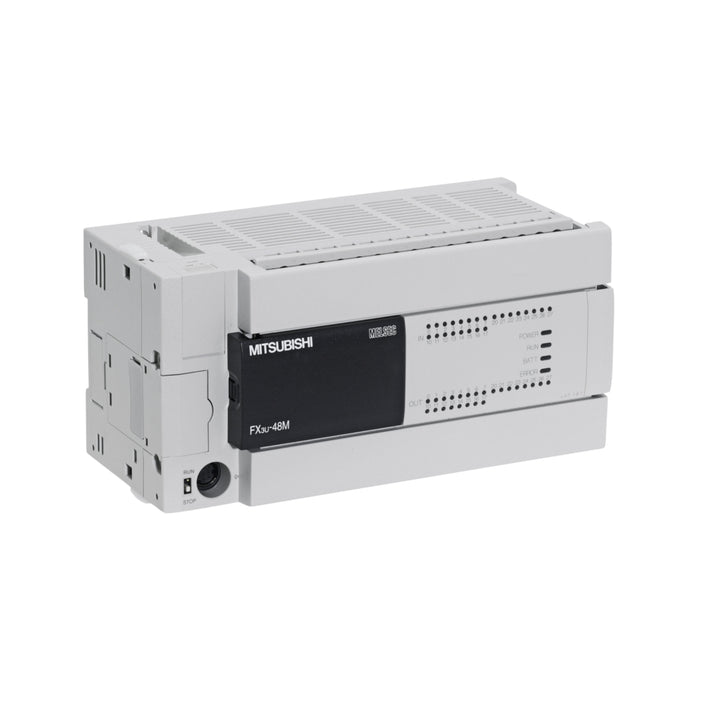 Mitsubishi FX3U-48MT/ES-A PLC, 48 I/O, transistor output, 100–240 V AC, FX3U series controller