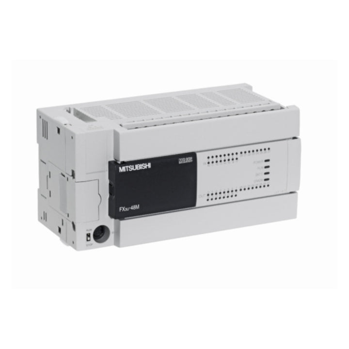 Mitsubishi FX3U-48MT-ESS PLC with 48 I/O and built-in Ethernet for connected industrial automation.