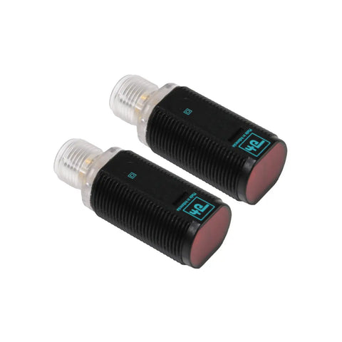 Pepperl+Fuchs GD18/GV18/73/120 thru-beam photoelectric sensor set, M18, IP67-rated.