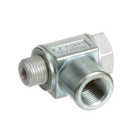 Festo GRLA-1/8-B flow control valve, G 1/8 threaded, metered exhaust, compact pneumatic valve for actuator speed control.