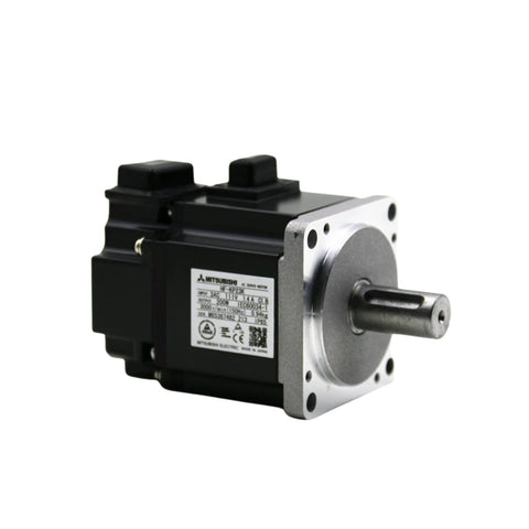 Mitsubishi HF-KP23K servo motor, 200W, 3000 RPM, low inertia, keyed shaft, IP65, for MR-J3 and MR-J4 drives