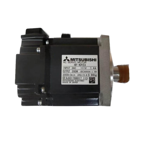 Mitsubishi HF-KP23 servo motor, 200W, 3000 RPM, 3-phase, incremental encoder, compact design
