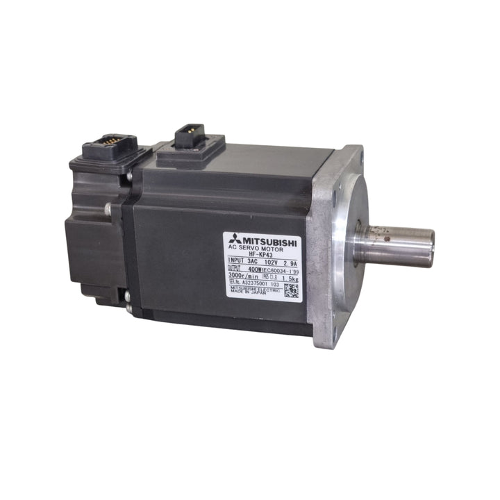 Mitsubishi HF-KP43 servo motor, 400 W, 3000 rpm, keyed shaft, incremental encoder