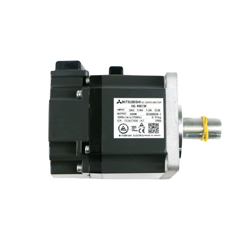 Mitsubishi HG-KN23K 0.2 kW servo motor with keyway shaft and encoder for compact precision motion systems.