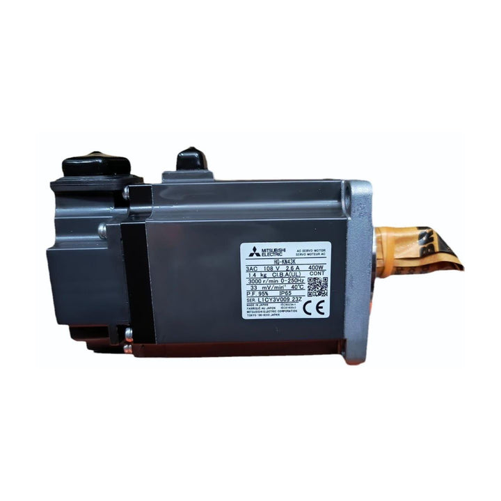 Mitsubishi HG-KN43K servo motor, 400 W, 3000 RPM, 200 V, incremental encoder, compact IP65 unit
