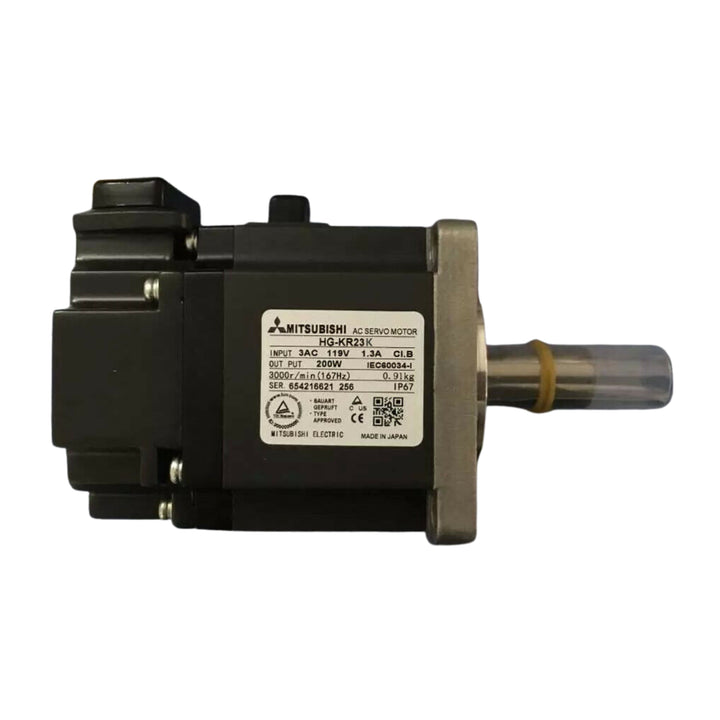Mitsubishi HG-KR23K servo motor, 200 W, 3000 rpm, keyed shaft, incremental encoder, HG-KR series