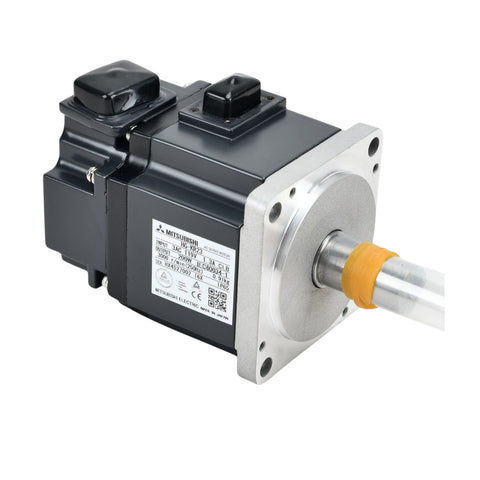 Mitsubishi HG-KR23 servo motor, 200W, 3000 RPM, 200V, with incremental encoder, for MR-J4 Series motion control systems.