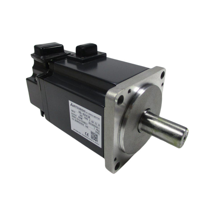 Mitsubishi HG-KR43K servo motor, 400W, 200V, with brake and incremental encoder, for MR-J4 drives.