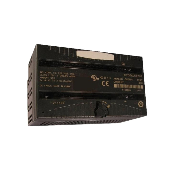 GE IC200ALG320 VersaMax 4-channel analog output module, 0–10V voltage range, 12-bit resolution