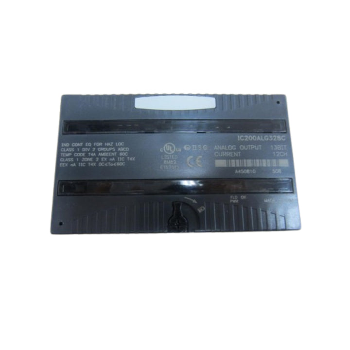 GE IC200ALG328 VersaMax 8-channel analog input module, 4–20mA current input, 12-bit resolution, DIN rail mountable.