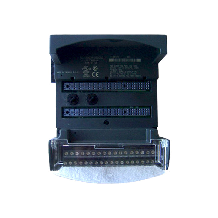 GE IC200CHS002 VersaMax 2-slot I/O carrier base, panel mount, supports CPU and I/O modules, expandable and robust.