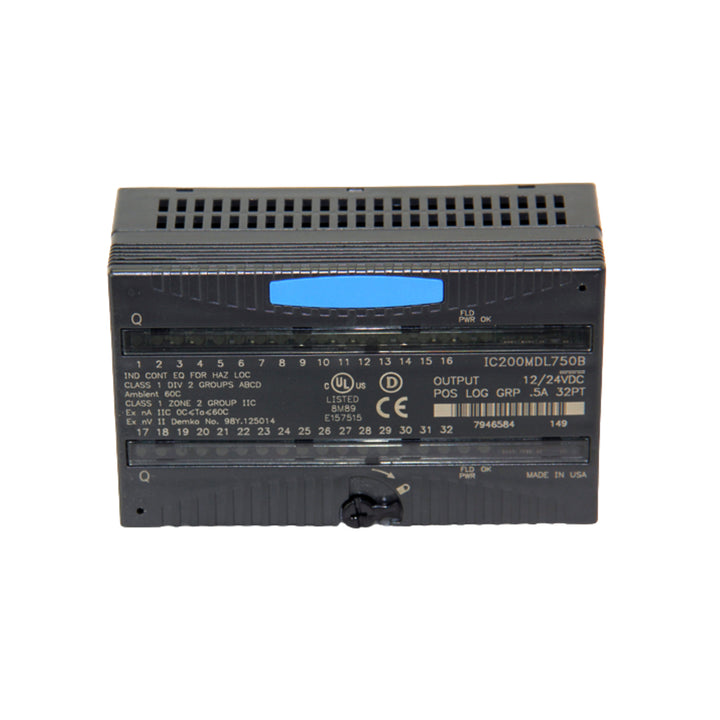 GE IC200MDL750 VersaMax 32-point output module, 24VDC sinking transistor, negative logic