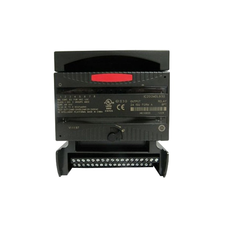 GE IC200MDL930 VersaMax input module, 8-point, 24VDC sinking, positive logic, with LED indicators.