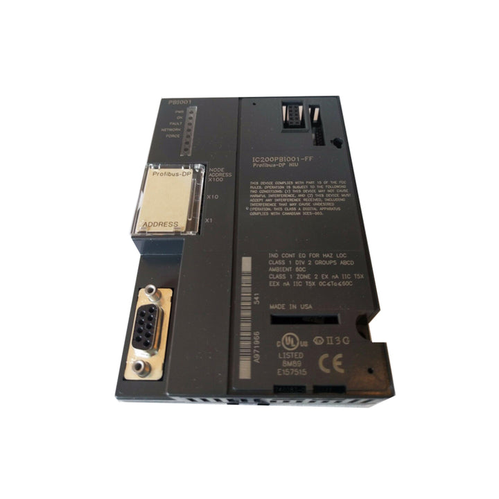GE IC200PBI001 Profibus-DP interface for VersaMax PLCs, supports master/slave modes,