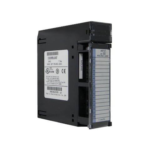 GE IC693MDL645 16-point 24VDC sourcing output module for Series 90-30, with LED indicators and electronic protection.