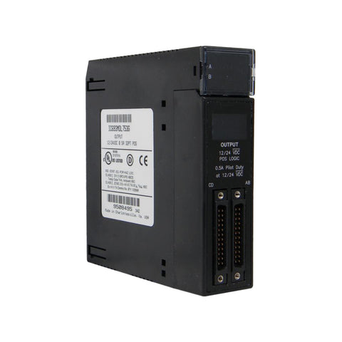 GE IC693MDL753 32-point 12/24VDC discrete output module for Series 90-30 PLCs. Sinking outputs (negative logic) with LED indicators. Ships worldwide.