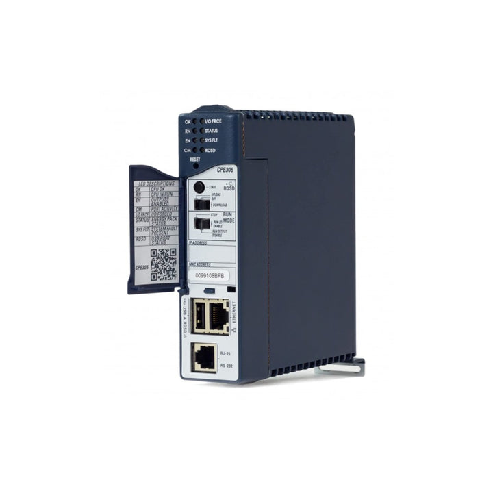 GE Fanuc IC695CPE305 CPU with dual Ethernet ports, 1.1 GHz processor, and 5MB memory for industrial automation.
