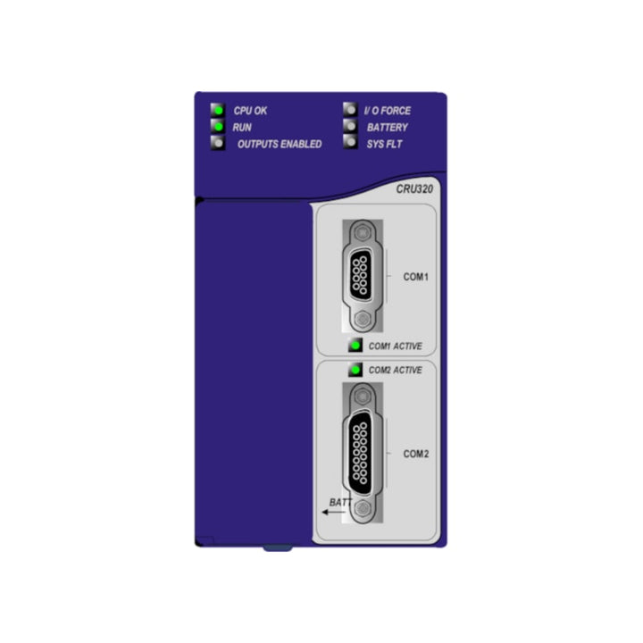 GE IC695CRU320 redundant CPU for RX3i, 1GHz, 64MB memory, integrated fiber sync for high-availability control systems.