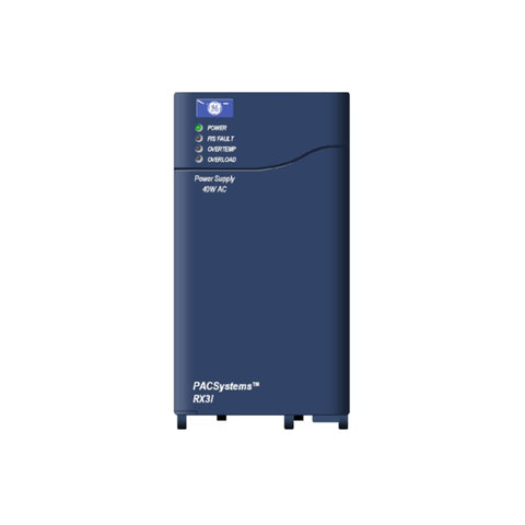 GE IC695PSA140 RX3i power supply, 40W output, 120/240VAC input, extended temperature, supports redundant power systems.