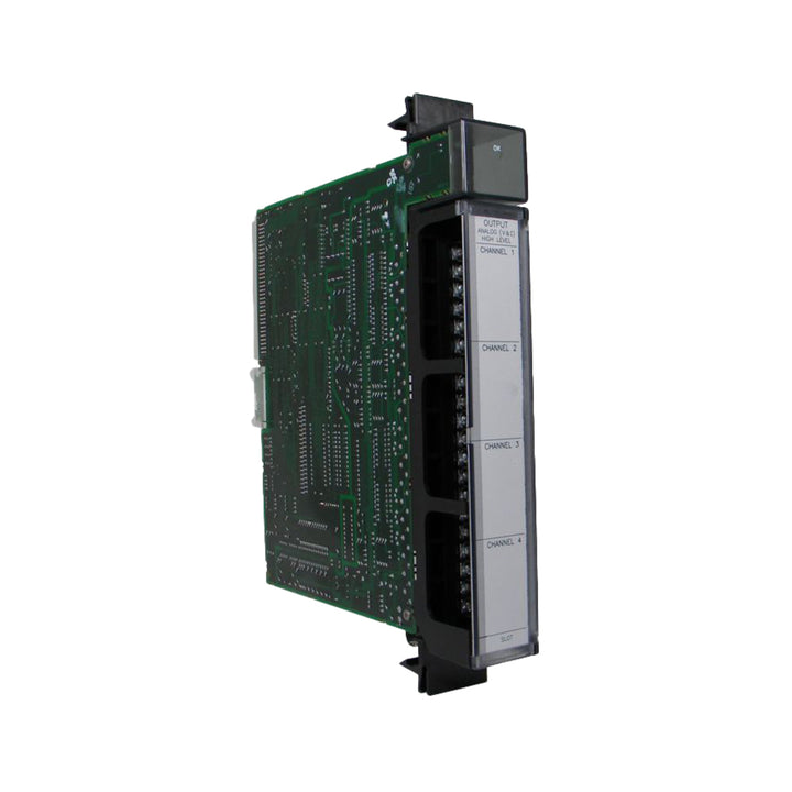 GE Fanuc IC697ALG320 4-channel analog output module, ±10VDC or 0–20mA outputs, 16-bit resolution, for Series 90-70 PLC systems.