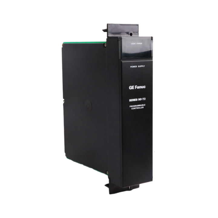 GE IC697PWR724 100W power supply module for IC697 PLC, supports 120/240VAC or 125VDC input, with LED status indicators.