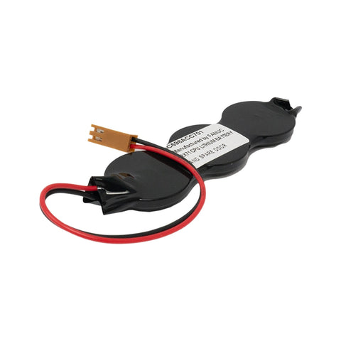 GE IC698ACC701 3V lithium backup battery for RX7i CPU and memory modules, supports data and clock retention during power loss.